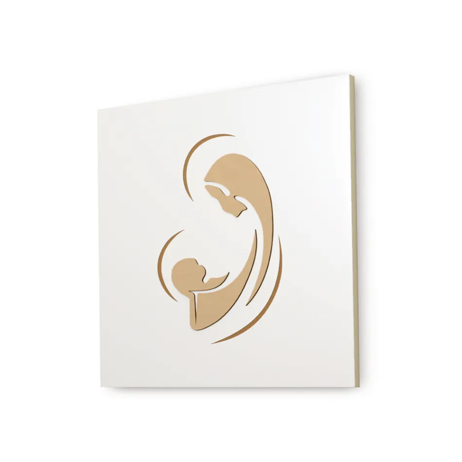 Quadro della Madonna con Bambino Inciso a Laser Made in Italy - Bashira Viadurini