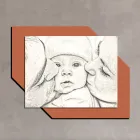 Quadro in Legno con Stampa di Bacio a un Bambino Made in Italy - Andorra Viadurini