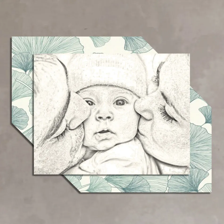 Quadro in Legno con Stampa di Bacio a un Bambino Made in Italy - Andorra Viadurini