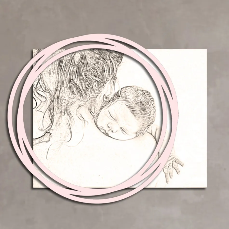 Quadro in Legno con Stampa di Donna con Bambino Made in Italy - Taiwan Viadurini