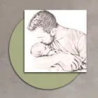 Quadro in Legno con Stampa di Padre che Bacia il Figlio Made in Italy - Belgio Viadurini