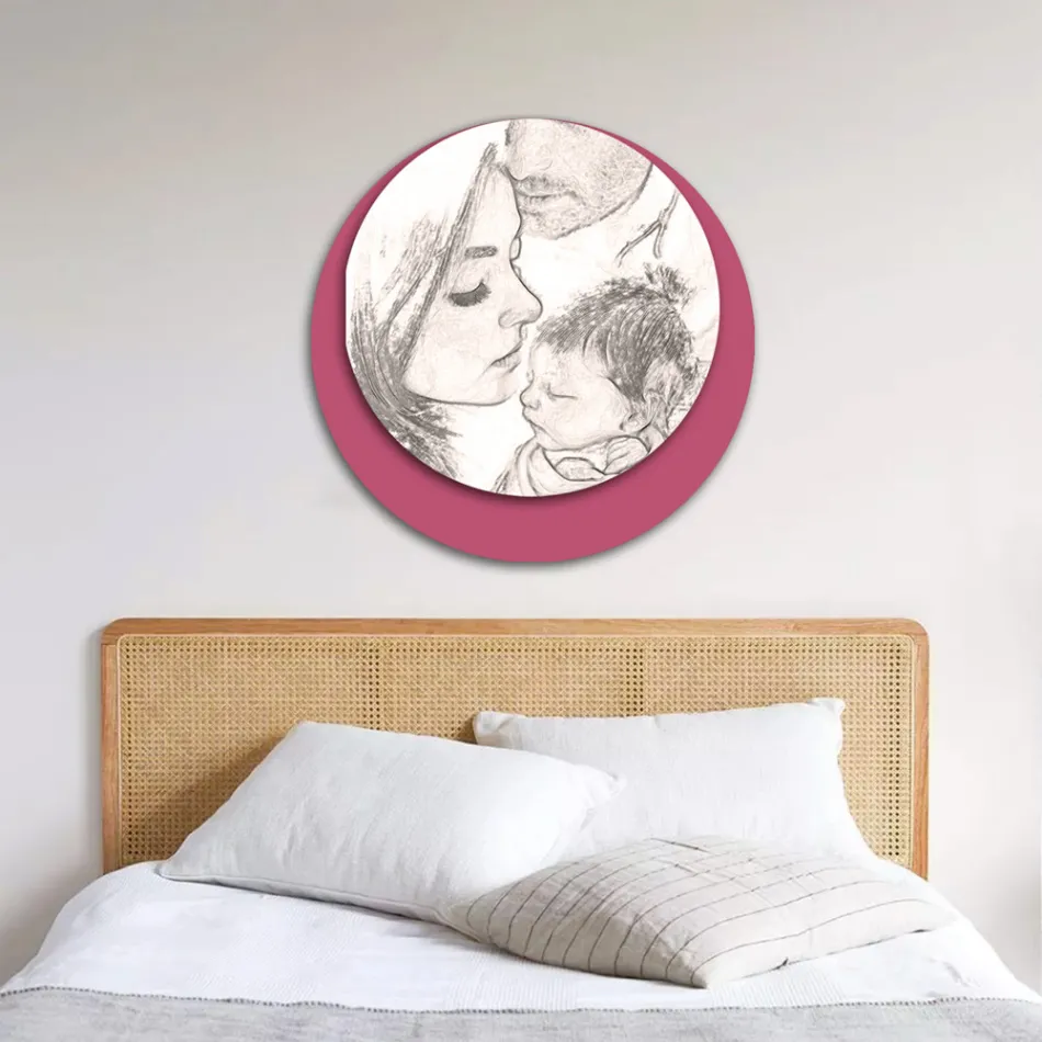 Quadro in Legno con Stampa di una Famiglia Unita Made in Italy - Canada Viadurini