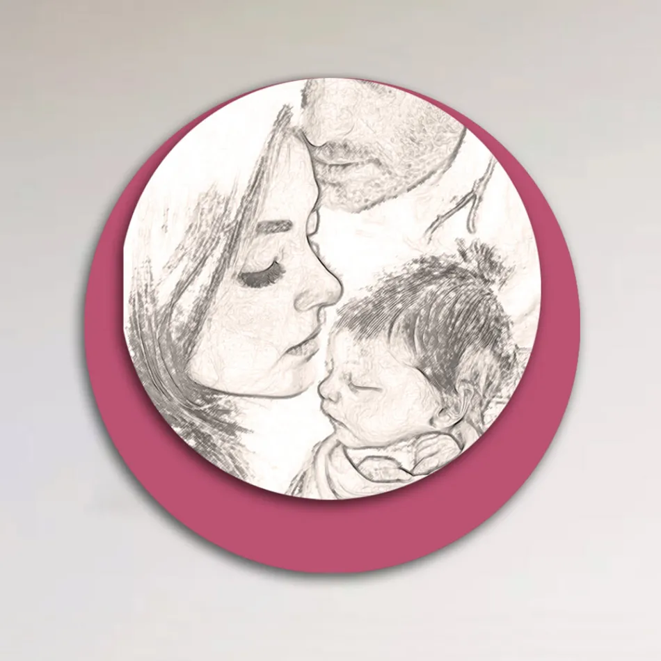 Quadro in Legno con Stampa di una Famiglia Unita Made in Italy - Canada Viadurini