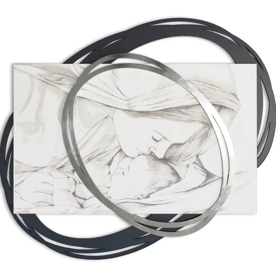 Quadro Inciso a Laser con Bacio di Maria a Gesù Made in Italy - Sylvie Viadurini