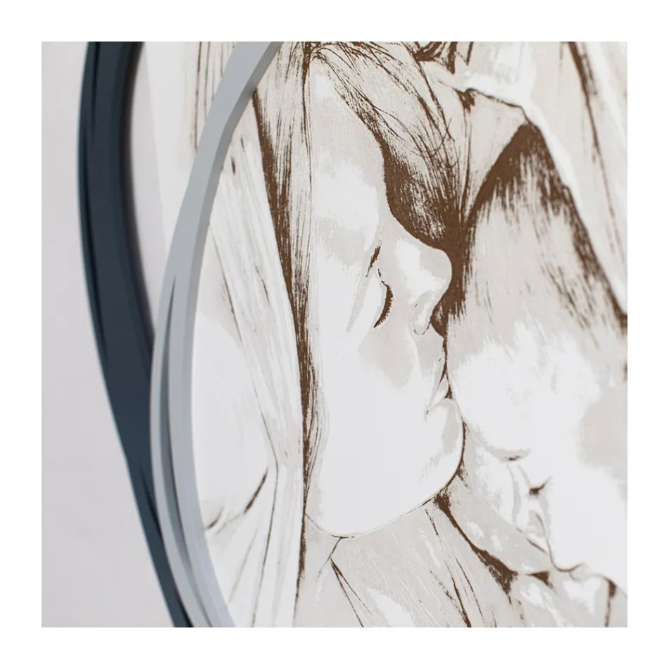 Quadro Inciso a Laser con Bacio di Maria a Gesù Made in Italy - Sylvie Viadurini