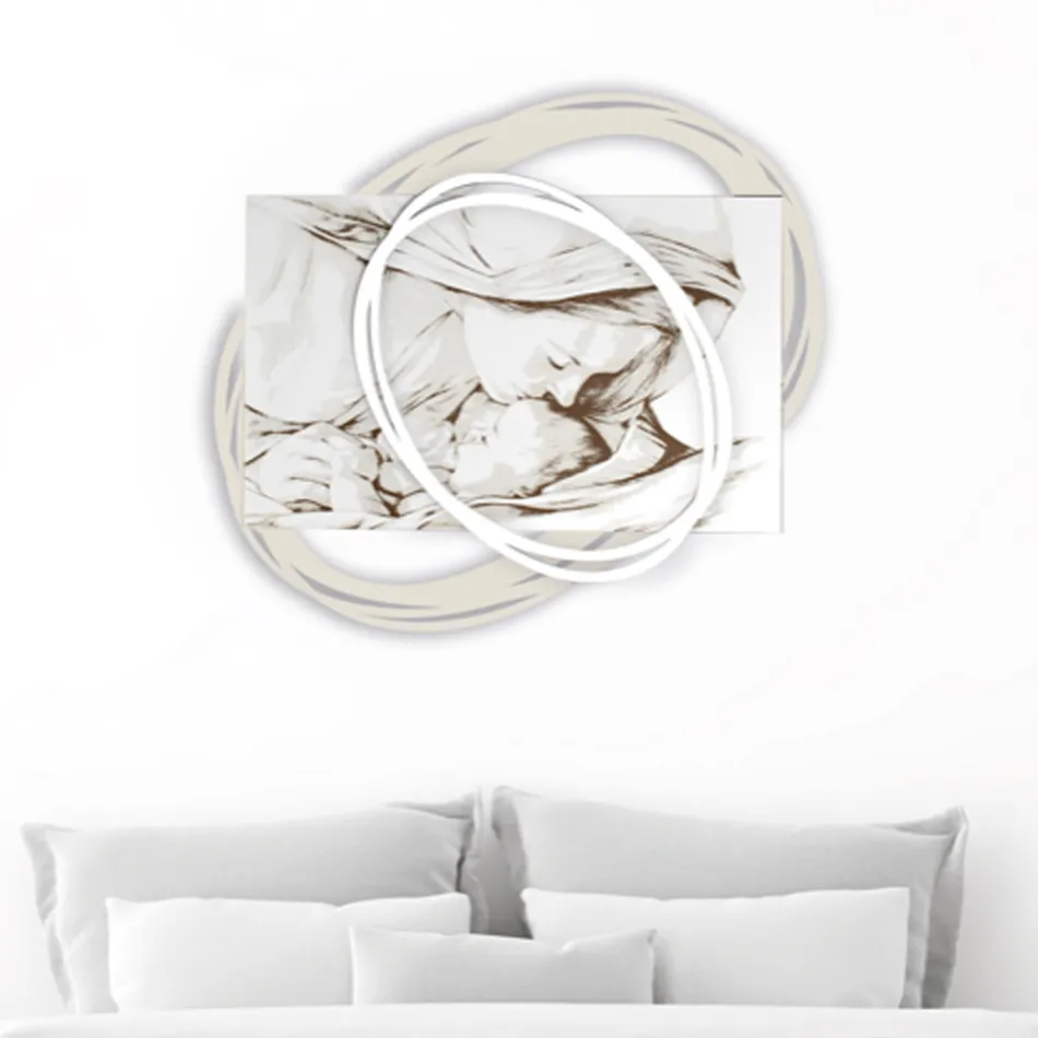 Quadro Inciso a Laser con Bacio di Maria a Gesù Made in Italy - Sylvie Viadurini