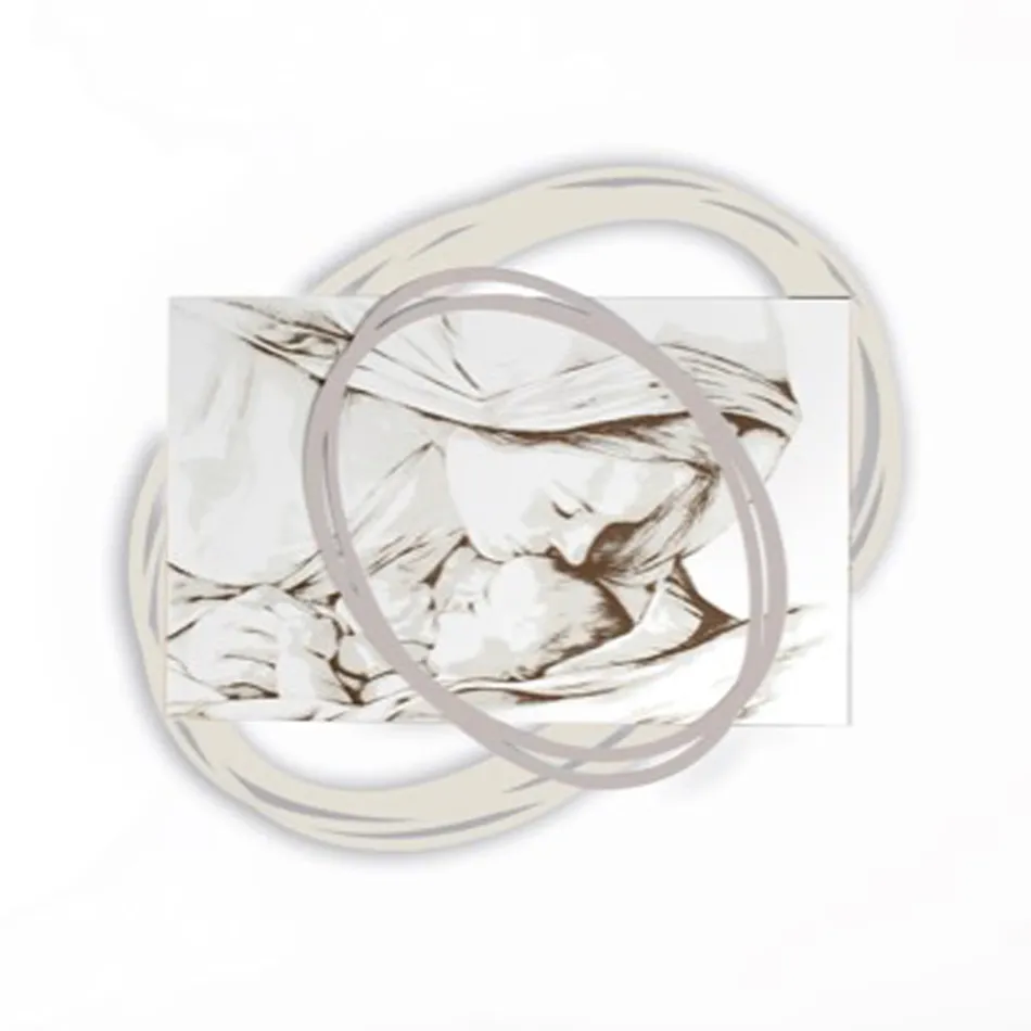 Quadro Inciso a Laser con Bacio di Maria a Gesù Made in Italy - Sylvie Viadurini