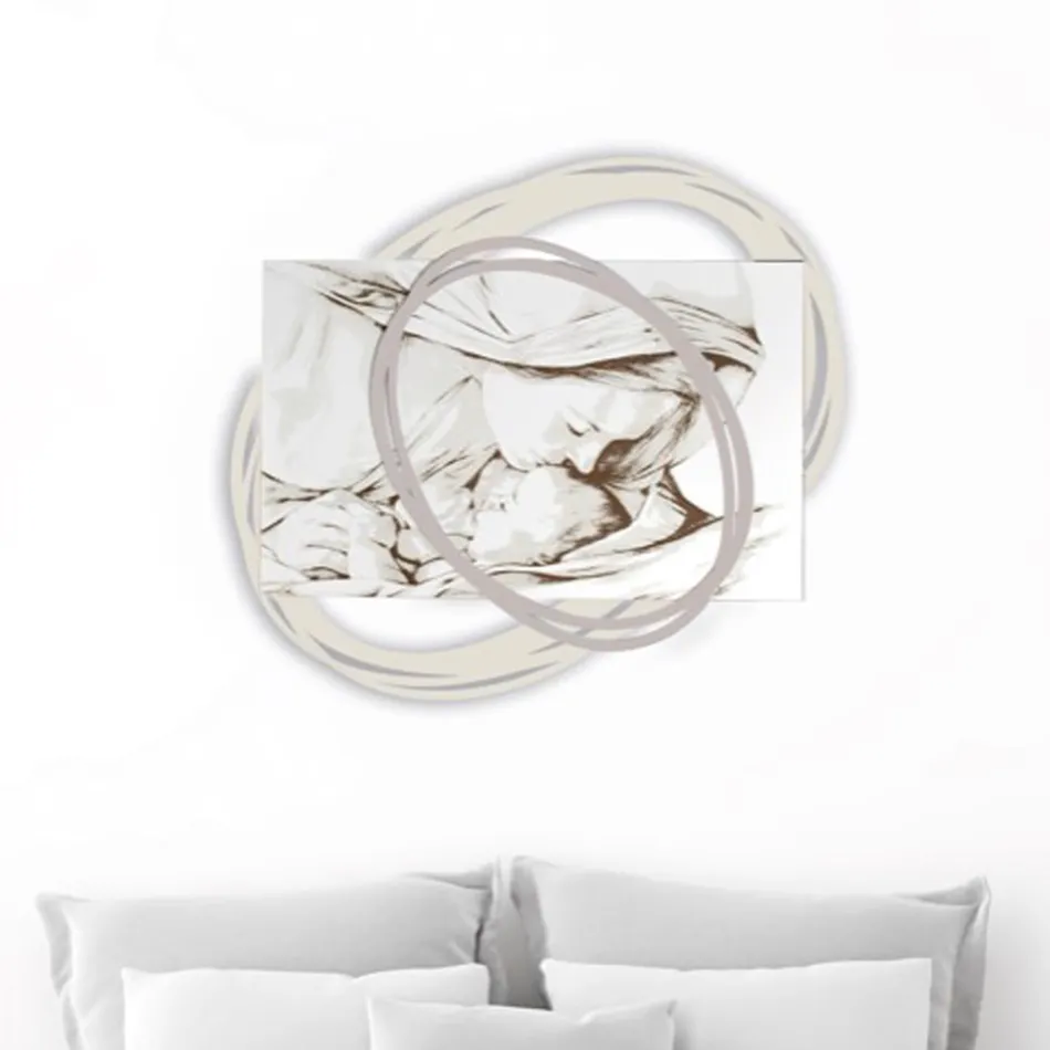 Quadro Inciso a Laser con Bacio di Maria a Gesù Made in Italy - Sylvie Viadurini