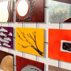 Quadro moderno completo di pannelli a rilievo sospesi su corde Wise Viadurini