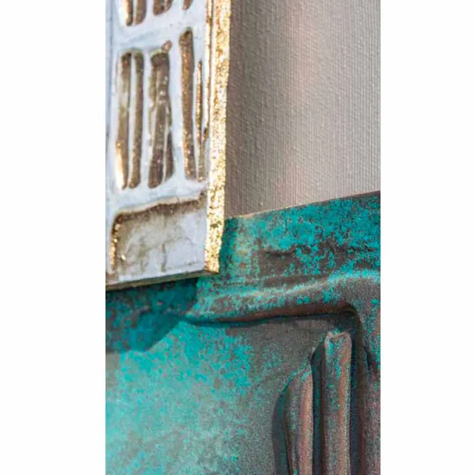 Quadro moderno con tela tortora e otto elementi materici Andrew Viadurini