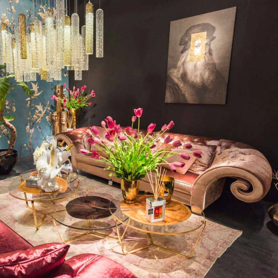 Quadro Moderno in Tela Stampata con Decoro in Foglia Oro Made in Italy - Vinci Viadurini