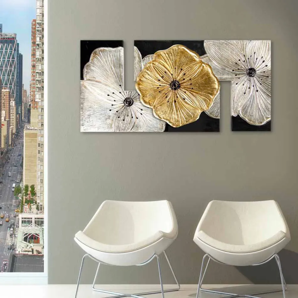 Quadro Petunia Piccola Oro Pintdecor Viadurini