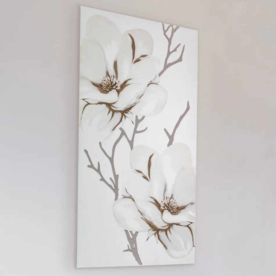 Quadro Realizzato in Laser con Fiore di Magnolia Made in Italy - Misaki Viadurini