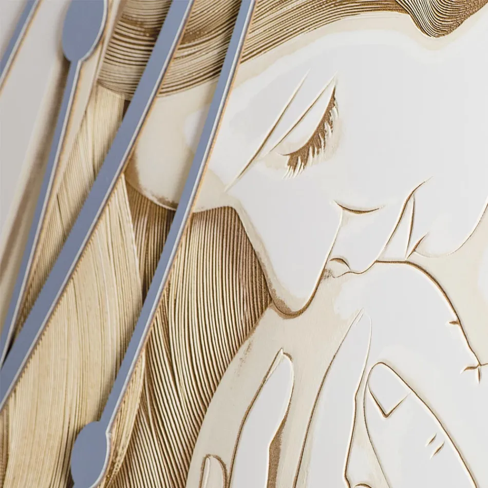 Quadro Rettangolare Realizzato con Laser con Dea e Bambino Made in Italy - Nagi Viadurini