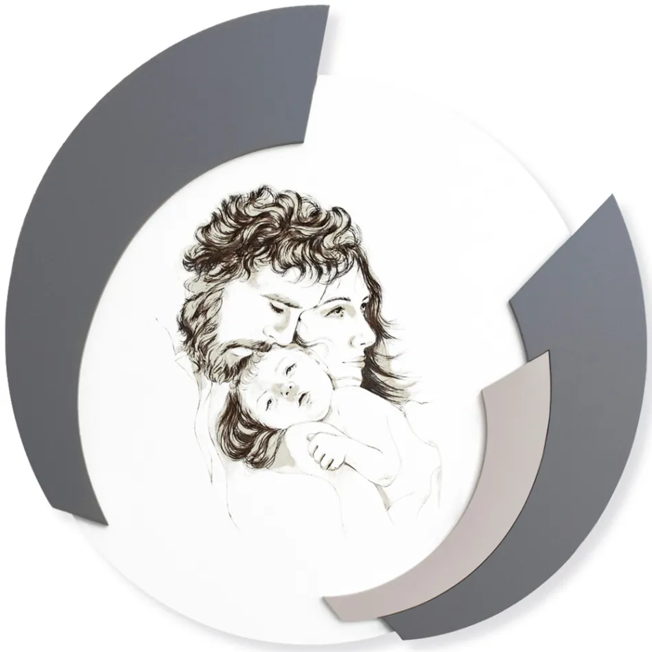 Quadro Rotondo Realizzato in Laser della Famiglia Made in Italy - Margherita Viadurini