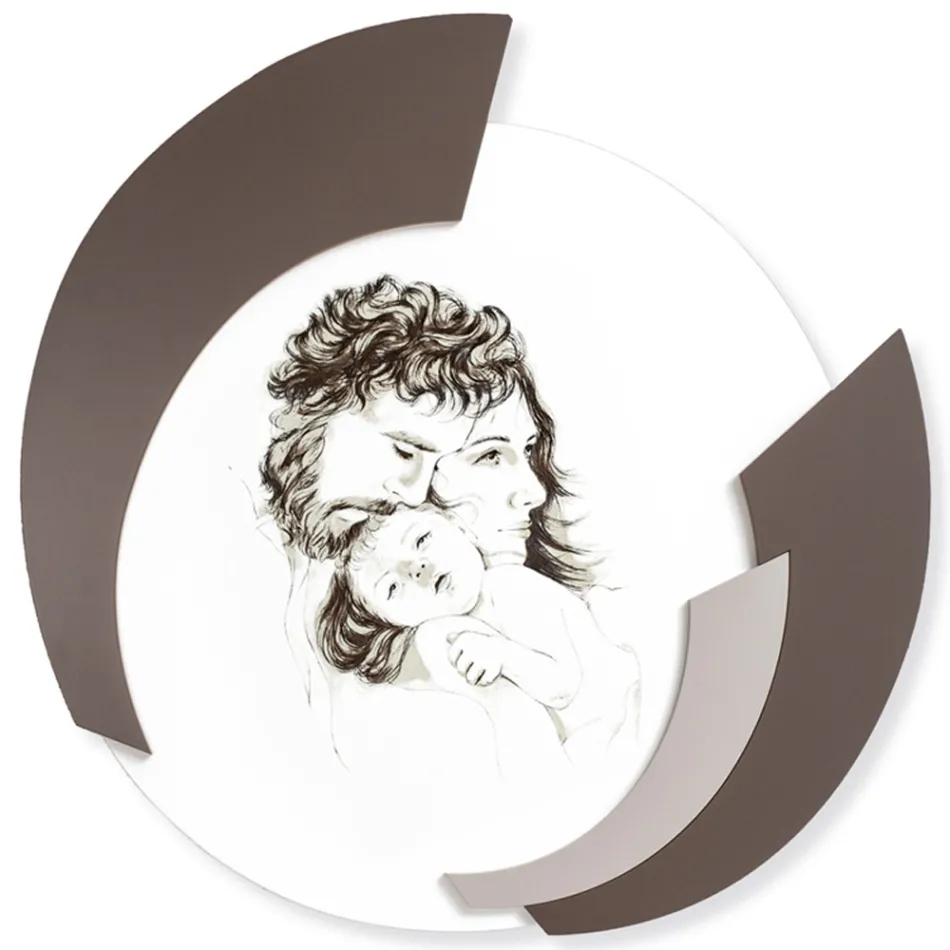 Quadro Rotondo Realizzato in Laser della Famiglia Made in Italy - Margherita Viadurini