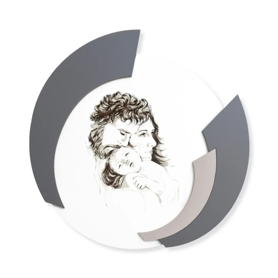 Quadro Rotondo Realizzato in Laser della Famiglia Made in Italy - Margherita Viadurini