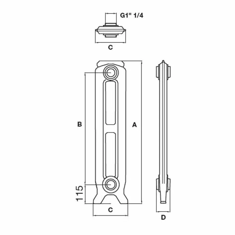 Radiatore di Design 7 Elementi Decorati in Ghisa da Terra fino 1062 W - Barocco Viadurini