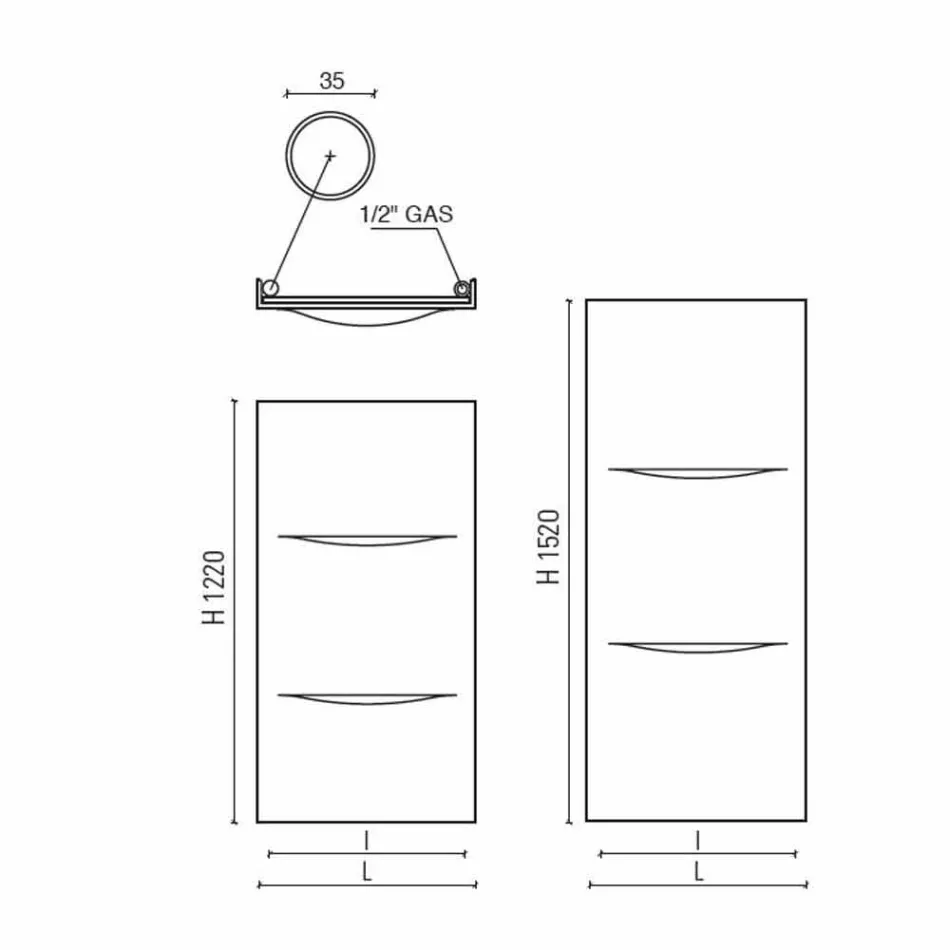 Radiatore Idraulico Verticale Design in Acciaio Moderno fino a 850 W - Cut Viadurini