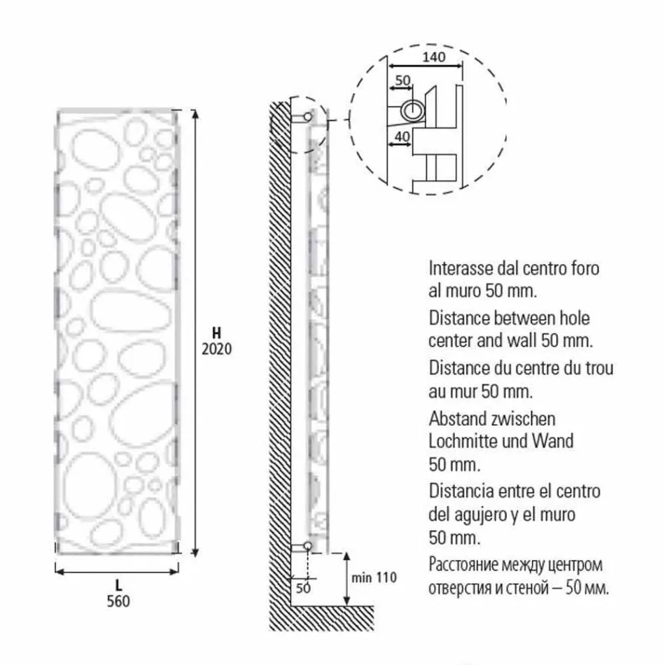 Radiatore Termoarredo di Design Verticale Idraulico Moderno fino 903 W - Scuba Viadurini