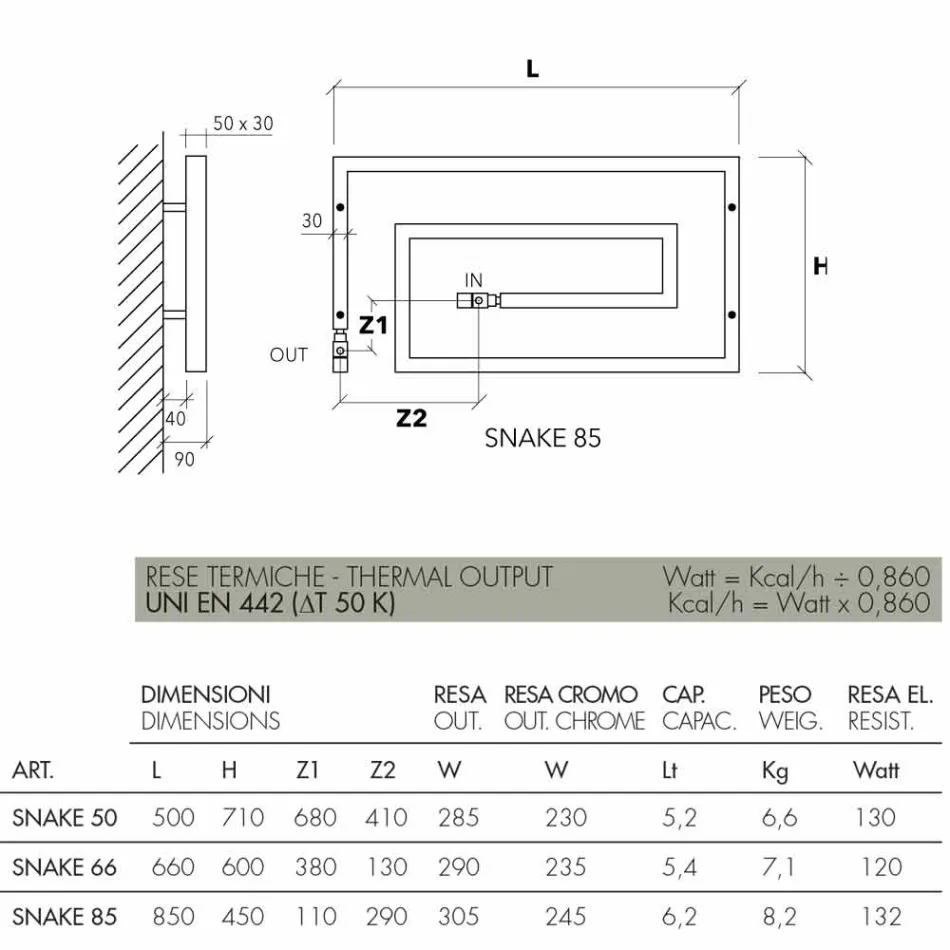 Radiatore termoarredo idraulico cromato Snake Scirocco H, di design Viadurini