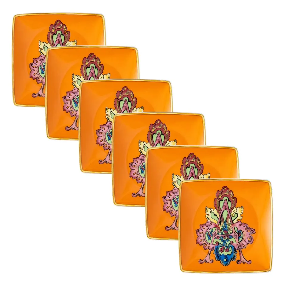 Rosenthal Versace Alphabet 6 Coppette Quadre Piane in Porcellana - Alphabet Viadurini