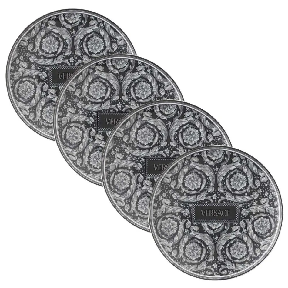 Rosenthal Versace Barocco 4 Piatti Piani Diametro 17 cm in Porcellana - Barocco Viadurini