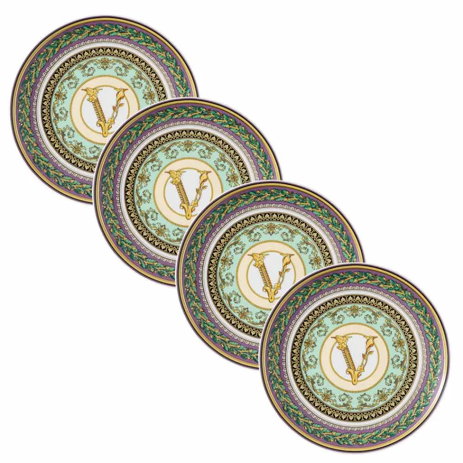 Rosenthal Versace Barocco Mosaic 4 Piatti Piani Diametro 17 cm - Mosaic Viadurini