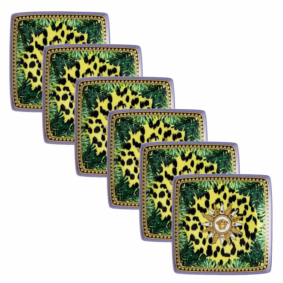 Rosenthal Versace Jungle Animalier 6 Coppette Quadre Piane - Animalier Viadurini