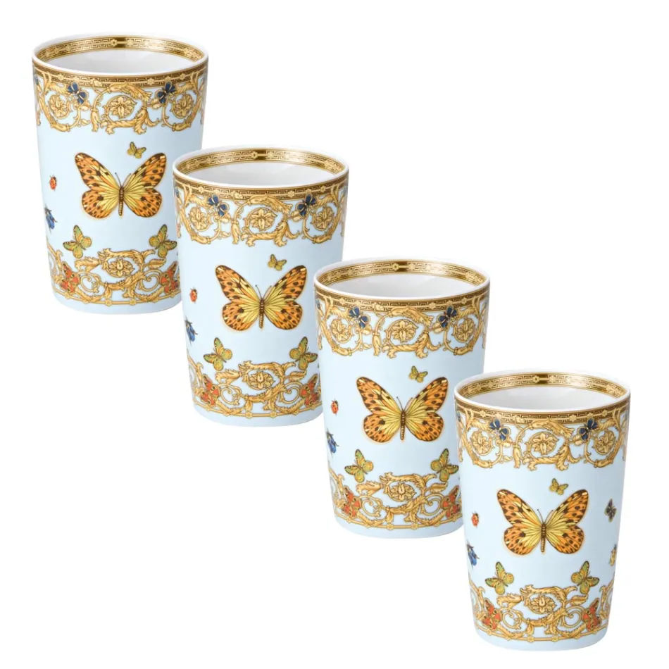 Rosenthal Versace Le Jardin 4 Bicchieri Senza Manico con Elementi Naturali - Medusa Viadurini