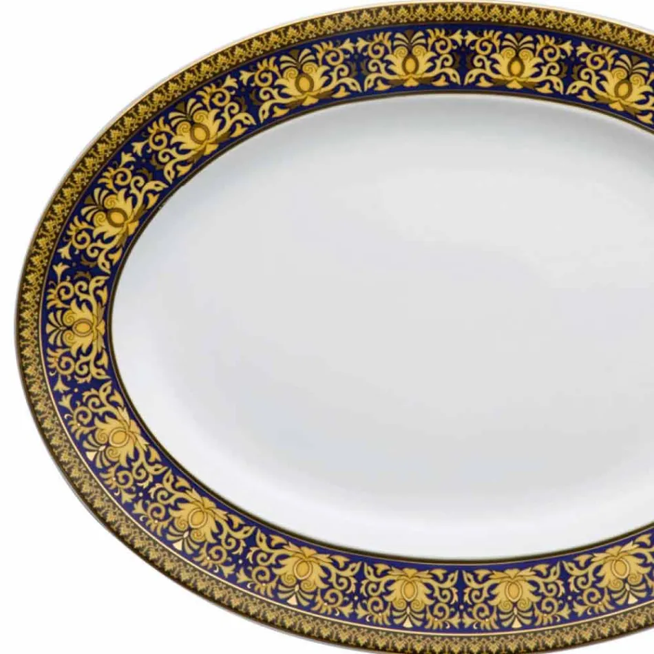 Rosenthal Versace Medusa Blue Piatto ovale 40cm di design porcellana Viadurini