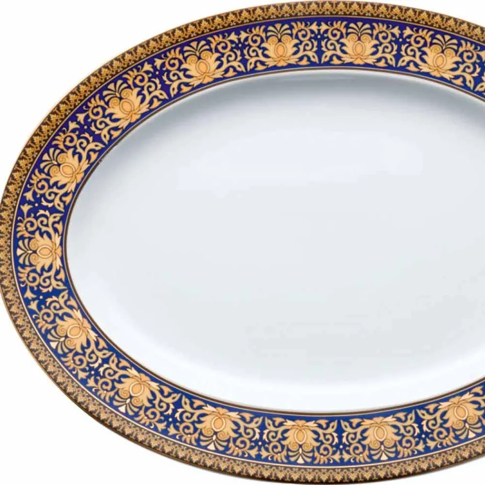 Rosenthal Versace Medusa Blue Piatto ovale di design in porcellana Viadurini