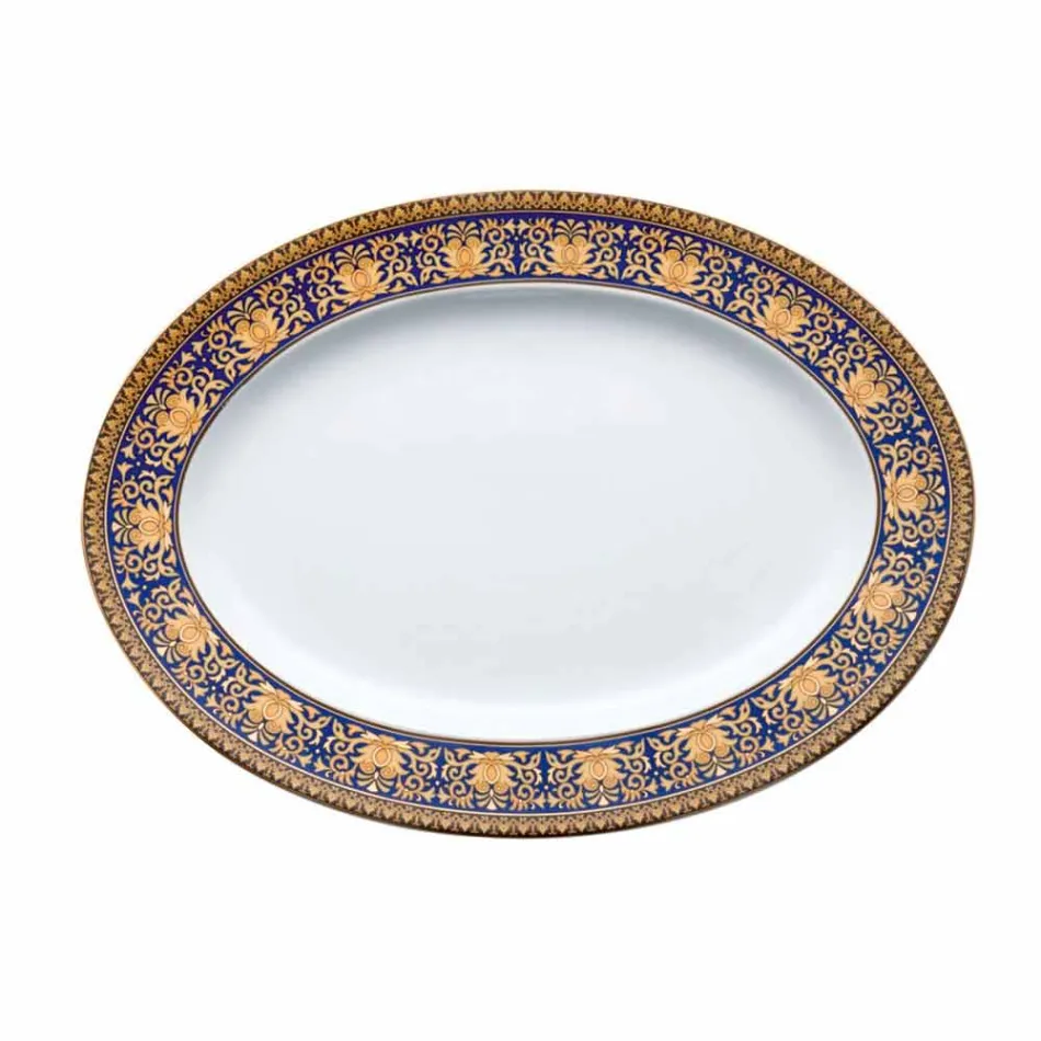 Rosenthal Versace Medusa Blue Piatto ovale di design in porcellana Viadurini