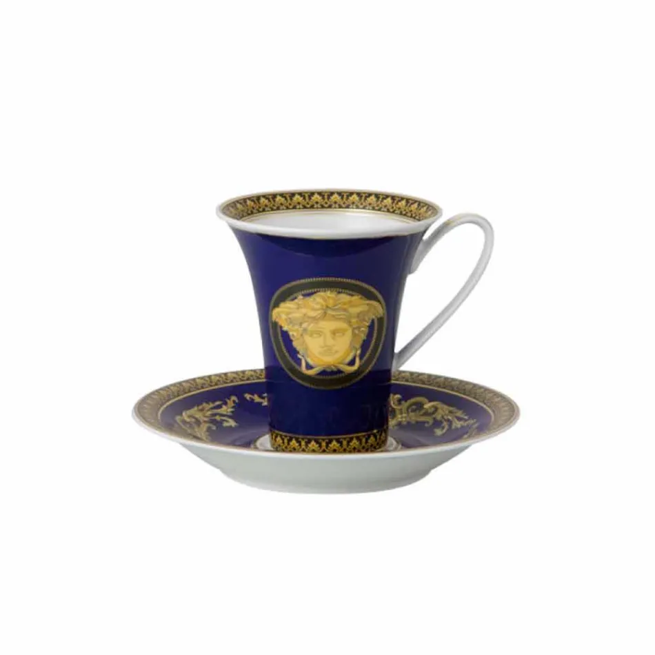 Rosenthal Versace Medusa Blue Tazza da caffè alta di design porcellana Viadurini