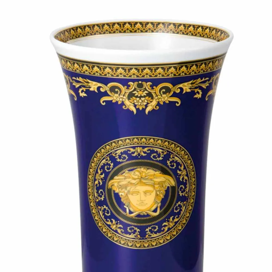 Rosenthal Versace Medusa Blue Vaso di design moderno porcellana 26cm Viadurini