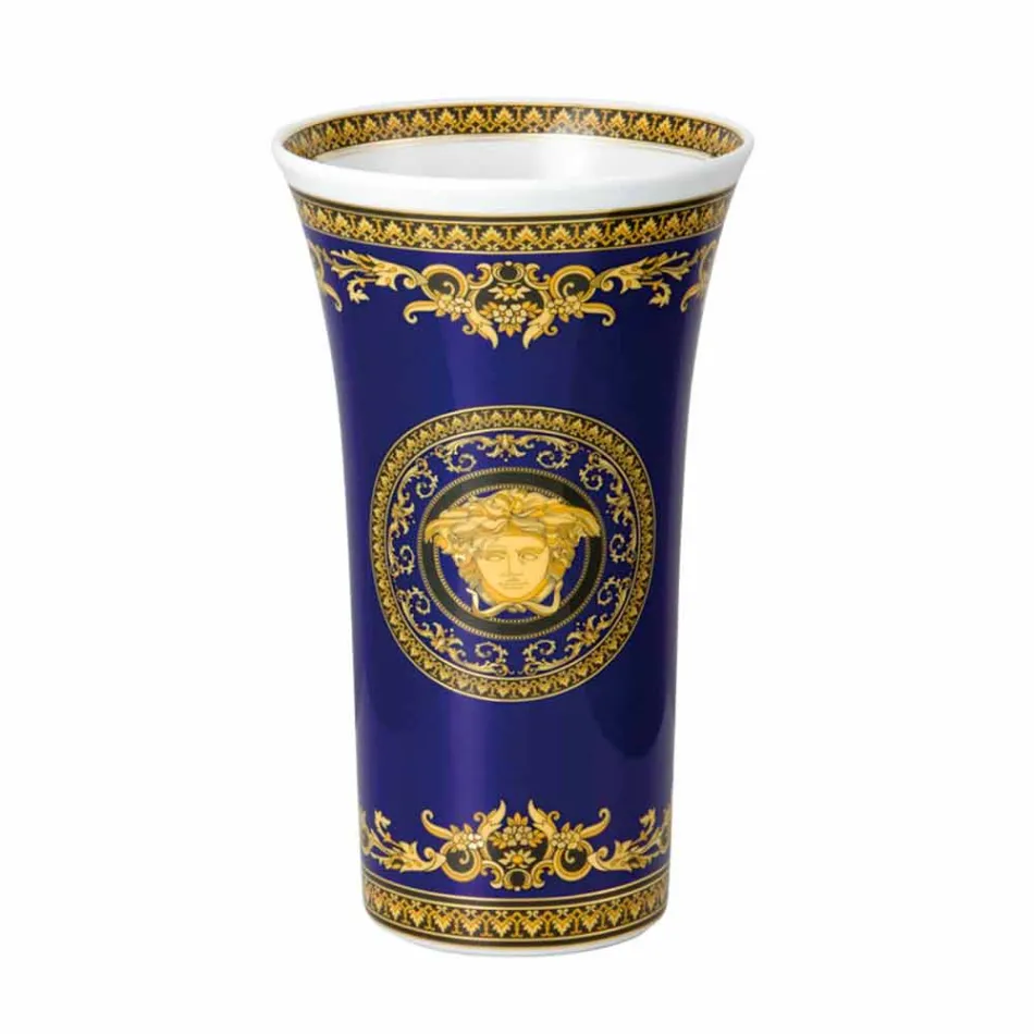 Rosenthal Versace Medusa Blue Vaso di design moderno porcellana 26cm Viadurini