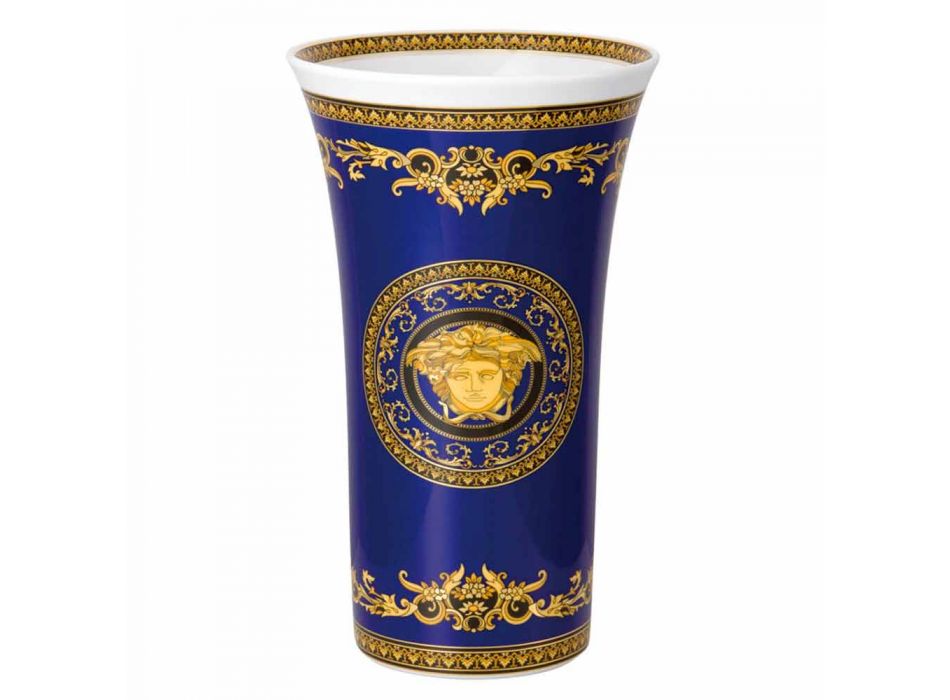 Rosenthal Versace Medusa Blue Vaso di moderno design porcellana 34cm Viadurini