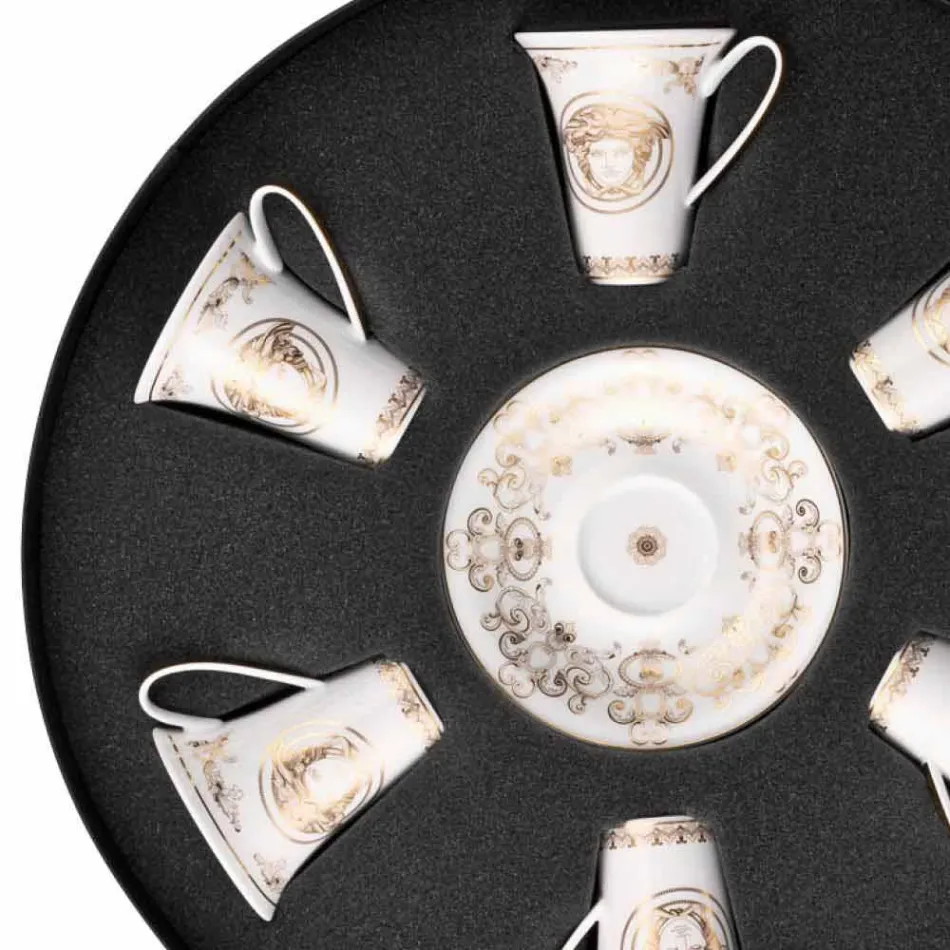 Rosenthal Versace Medusa Gala Gold set tazze espresso 6pz porcellana Viadurini