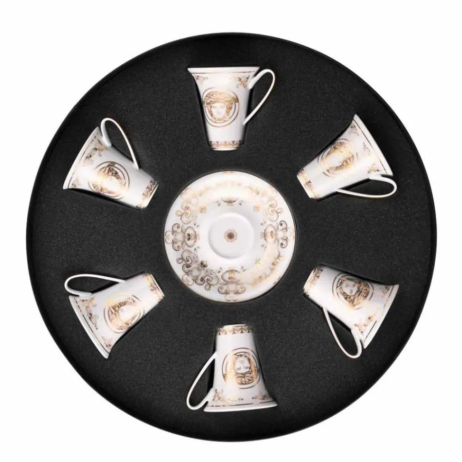 Rosenthal Versace Medusa Gala Gold set tazze espresso 6pz porcellana Viadurini