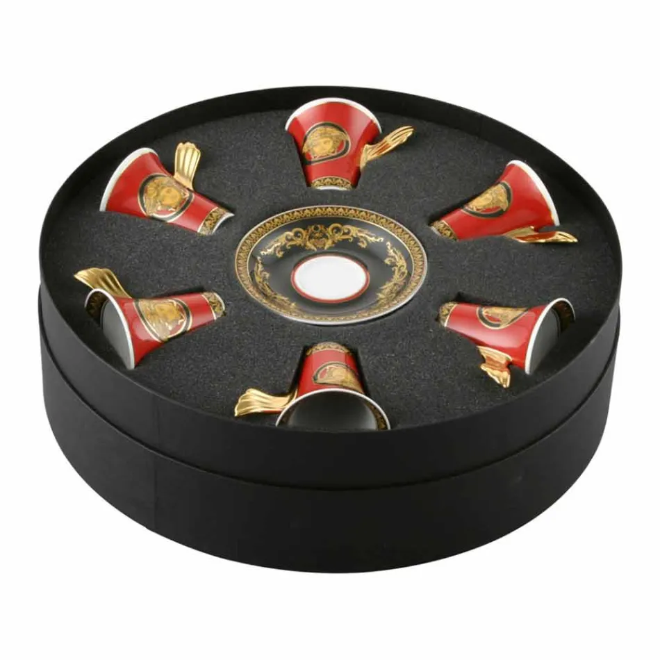Rosenthal Versace Medusa Rosso set tazzine espresso in porcellana 6 pz Viadurini