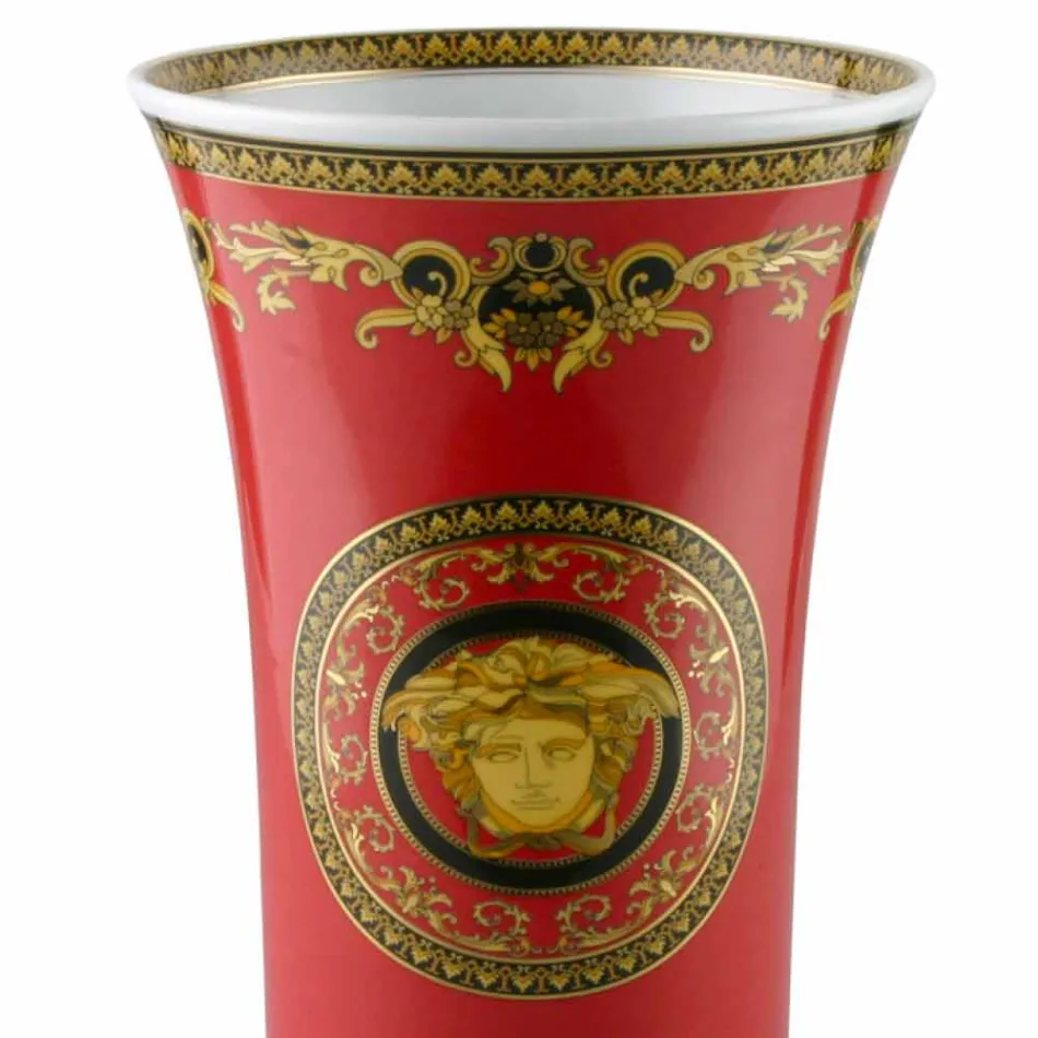 Rosenthal Versace Medusa Rosso Vaso di moderno design porcellana 34cm Viadurini