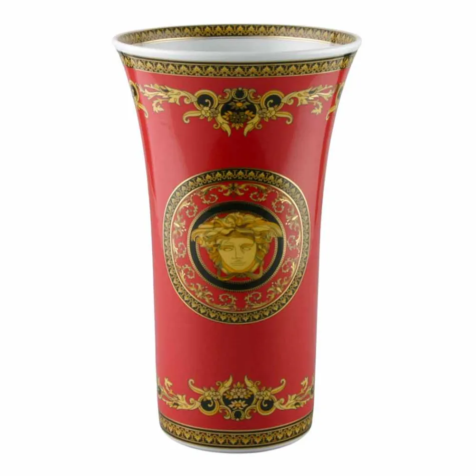 Rosenthal Versace Medusa Rosso Vaso di moderno design porcellana 34cm Viadurini