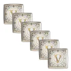 Rosenthal Versace Virtus Gala 6 Coppette Quadre Piane 15x15 cm in Porcellana - Barocco Viadurini