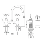 Rubinetteria a Ponte per Lavabo in Ottone Artigianale Classico - Fioretta Viadurini