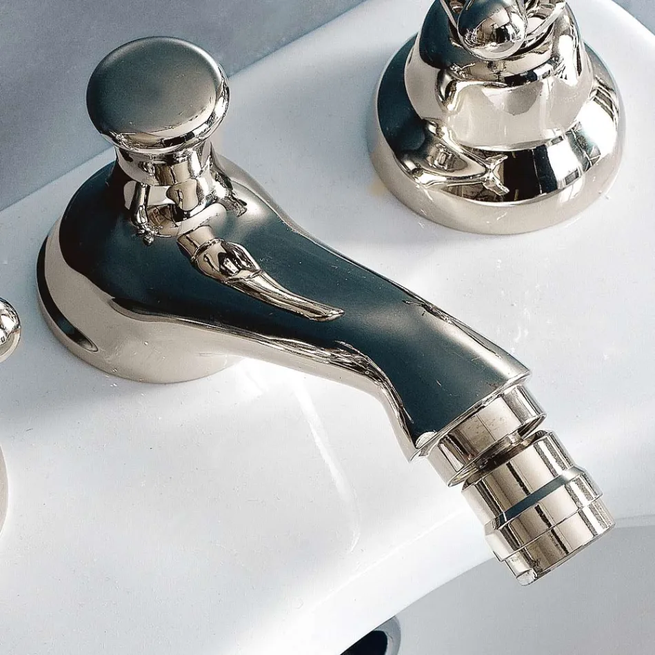 Rubinetteria Bidet Classica 3 Fori con Scarico in Ottone Made in Italy- Ercolina Viadurini