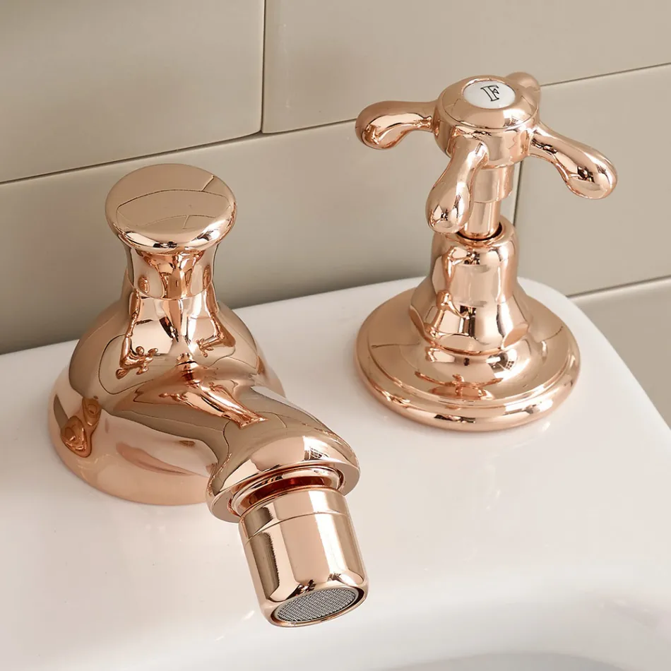 Rubinetteria Bidet di Design Vintage in Ottone a 3 Fori Made in Italy – Klarisa Viadurini