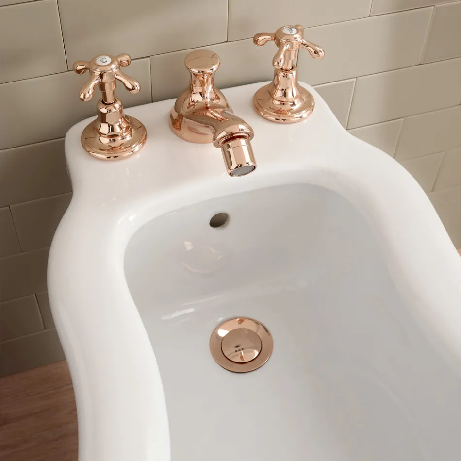 Rubinetteria Bidet di Design Vintage in Ottone a 3 Fori Made in Italy – Klarisa Viadurini