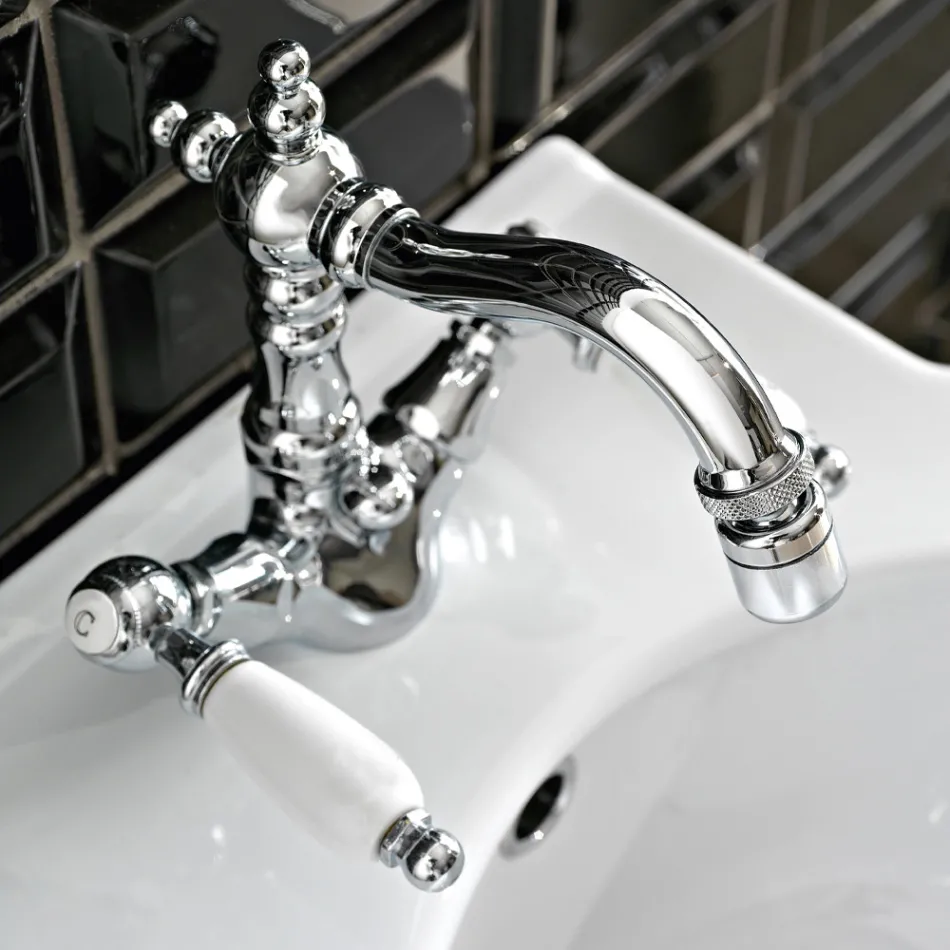 Rubinetto Bidet Monoforo Classico con Leve in Ottone Artigianale - Noriana Viadurini