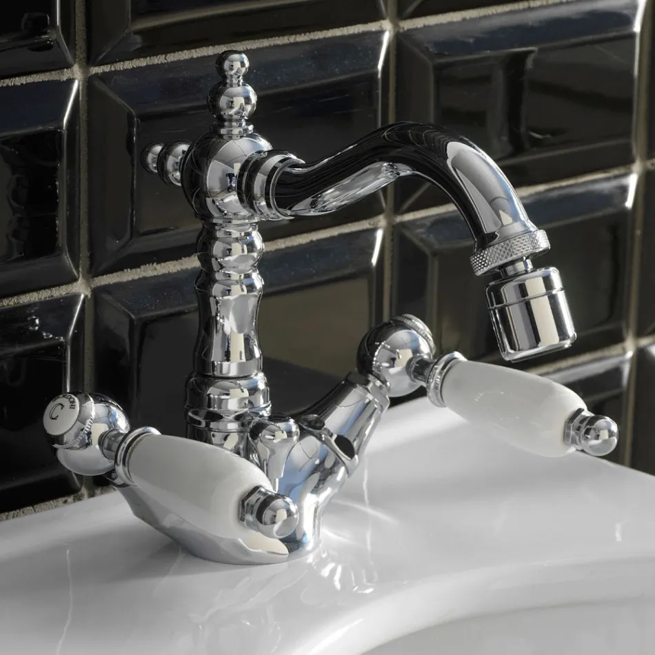 Rubinetto Bidet Monoforo Classico con Leve in Ottone Artigianale - Noriana Viadurini