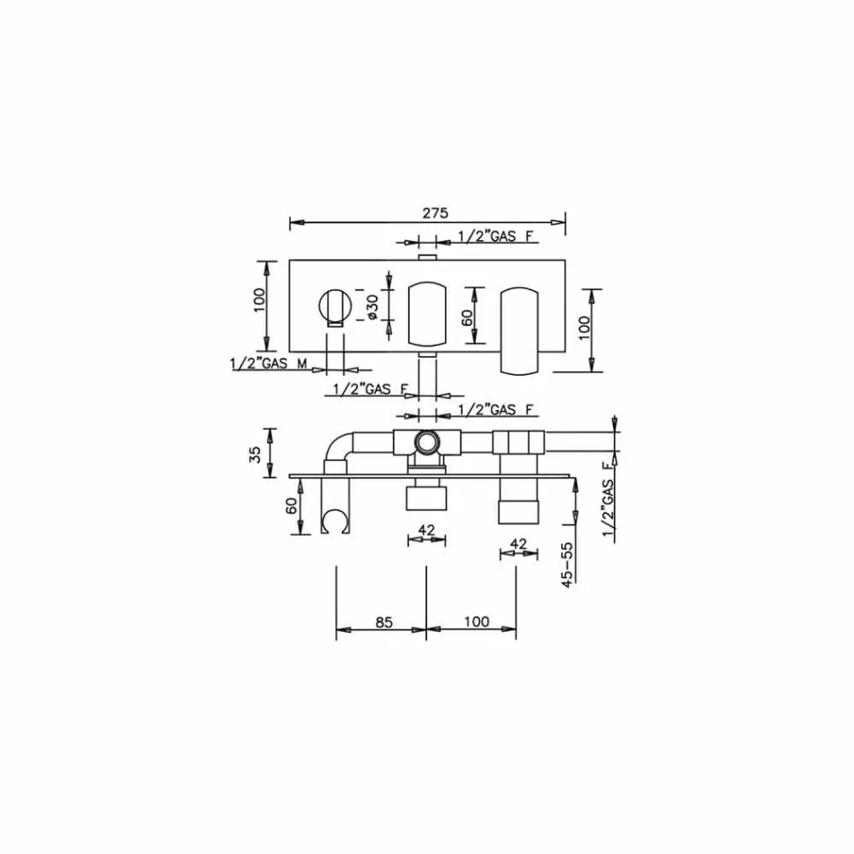 Rubinetto Miscelatore Doccia Design con Deviatore a 3 Vie Made in Italy - Sika Viadurini